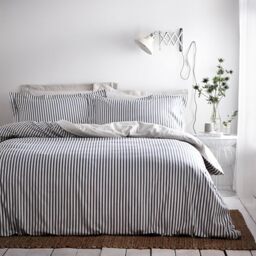 Yard Hebden 100% Cotton Stripe Duvet Cover Set (Navy, Super King)