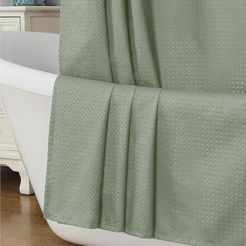 Aiyufeng Waterproof Fabric Shower Curtains for Bathroom???Dot Like Embossed Textured Soft Polyester Cloth Stall Shower Curtain???Hotel Luxury Quality Machine Washable???36Wx72L???Sage Green
