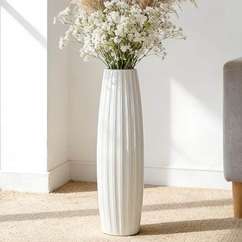 Large White Ceramic Vase 28 Inches for Modern Home Decor, Living Room, Office, Bedroom, Kitchen, Wedding Table Centerpiece, Farmhouse Decoration