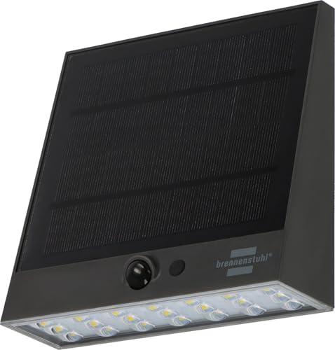 Brennenstuhl Solar LED Wall Light SOL 1000 Plana/LED Security Light for Outdoors with Motion Detector (IP54, 1000lm, 4 Different Light Modes, Twilight Sensor, incl. Rechargeable Battery)
