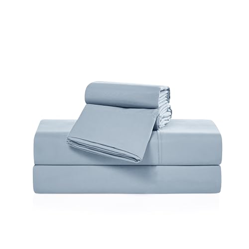 CASUAL LIVING 32646 Twin XL Home and Hotel Style Silky Ultra-Soft Eco-Friendly Cooling Technology Machine Washable Quick Dry Anti-Wrinkle 4-Piece Sheets and Pillowcases Set, Twin XL, Blue