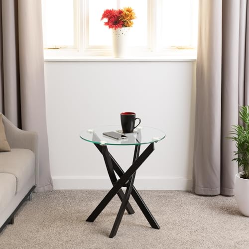 Seconique Sheldon Side Table In Clear Glass/Black