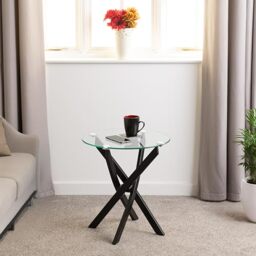 Seconique Sheldon Side Table In Clear Glass/Black