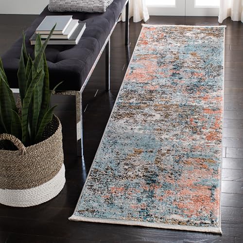 Safavieh Shivan Collection Contemporary Rug for Living Room Dining Room Bedroom Short Pile Grey and Pink 26 X 96 Inch