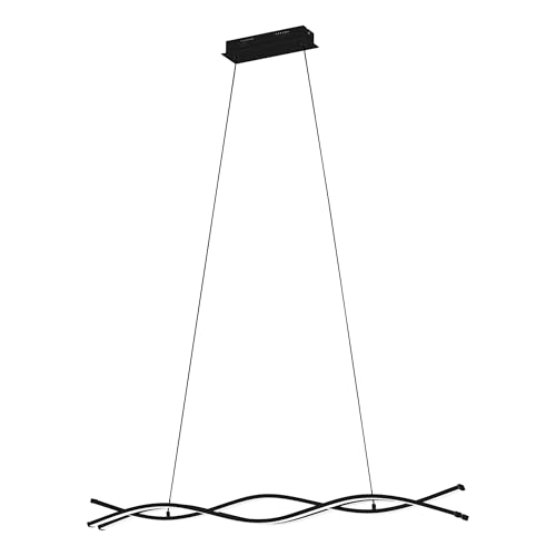 Eglo LED Pendant Light Lasana 3, 3-Light Hanging Lamp, Pendant Lamp Made of Steel and Plastic, Hanging Light in Black and White, Living Room Hanging Lamp, Warm White