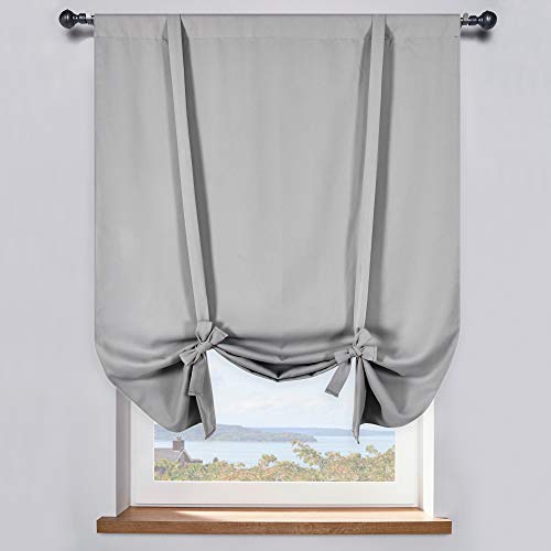 DONREN Light Grey Tie Up Curtain 34 x 54