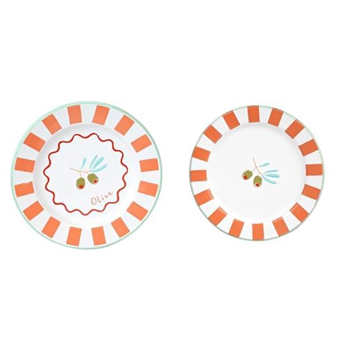 Talking Tables Enamel Dinner Plate Olive 25cm & Enamel Side Plate Olive 20cm Bundle