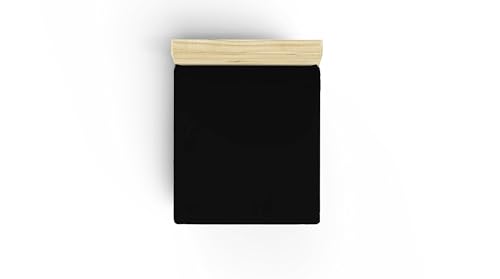 Premium Ranforce Super King Fitted Sheet, 100% Cotton, 180 x 200 + 30 cm, 155 Thread Count, Black, Machine Washable at 30°C, Soft and Durable