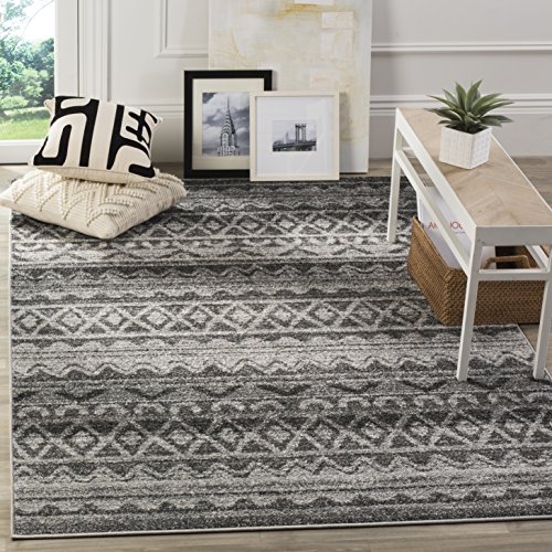 Safavieh Adirondack Collection Contemporary Rug for Living Room Dining Room Bedroom Short Pile Ivory and Charcoal 61 x 90 Inch