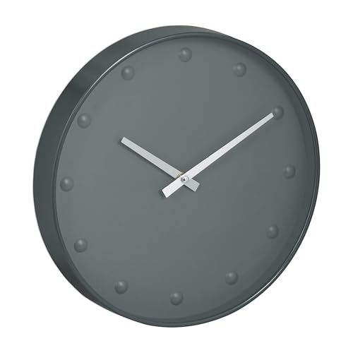 Relaxdays Wall Clock, Modern, Hour & Minute Hands, Ø 30 cm, Living Room, Kitchen, Office, Analogue Timepiece, Grey