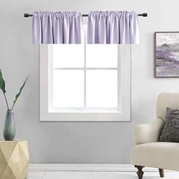 DONREN Light Purple Lilac Curtain Valances for Living Room - 2 Panels Room Darkening Rod Pocket Valances for Small Window (42 by 12 Inch Length)