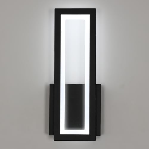 Osairous Wall Light Indoor LED, 16W 1800LM Modern Black Acrylic Wall Lamp, 6500K White Light Wall Light for Bedroom, Living Room, Hallway, Staircase, 32CM