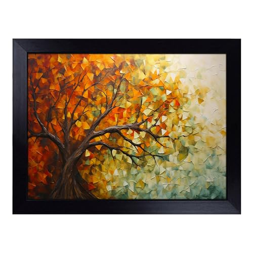 Lap Tray with Bean Bag Cushion, Tree Abstract - Handmade in the UK, Raised Wooden Edge, Padded Cushion, Heat-Resistant Wipe-Clean Surface, for Meals, Laptops and Crafts