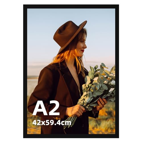 Ditwis A2 Picture Frame Black, Aluminium Photo Frame for Posters and Photos, Large Frame for Living Room, Office, Gallery Wall Mount Display