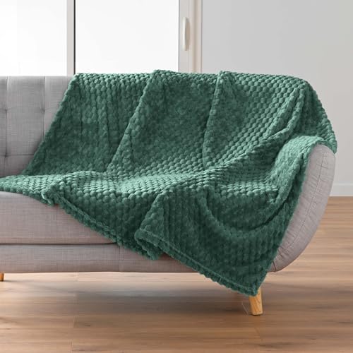 Douceur d'Intérieur, 125 x 150cm Mini Frosty Cedar Flannel Relief Plain Blanket