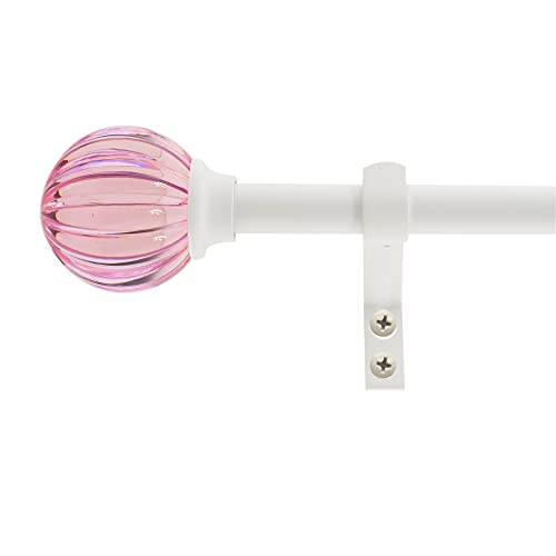 "Decopolitan 5/8"" Fluted Ball Curtain Rod Set, 26 to 48 Inches, Pink"