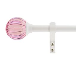 "Decopolitan 5/8"" Fluted Ball Curtain Rod Set, 26 to 48 Inches, Pink"
