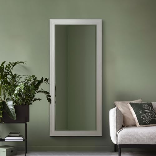 "MirrorOutlet - The Antic - White Framed Bevelled Mirror 63"" X 29"" (160 X 73cm) Premium Silver Mirror Glass"