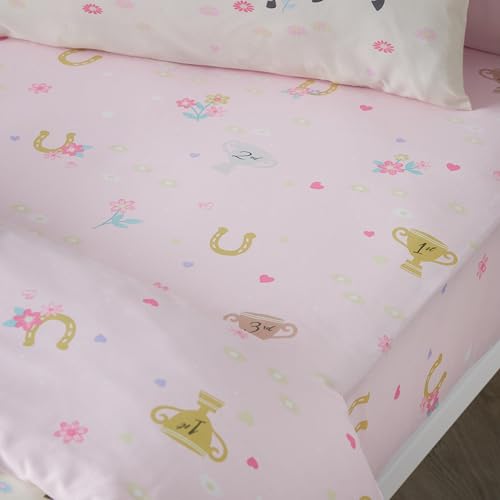 Catherine Lansfield Happy Horses Junior Fitted Sheet Pink