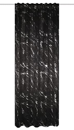 HOME WOHNIDEEN Force Silver Print Marble Blackout Window Curtain - Combination Band - Size: 245 x 140 cm - 85153