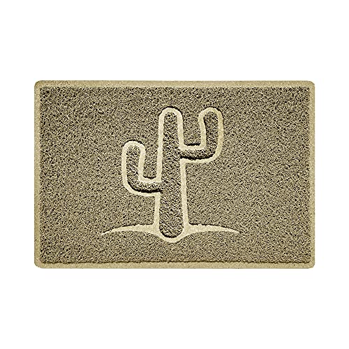 Nicoman Cactus Embossed Shape Door Mat Dirt-Trapper Jet-Washable Doormat-(Use Indoor or Sheltered Outdoor)- (60x40cm/23.6x15.7inches, Small) Beige