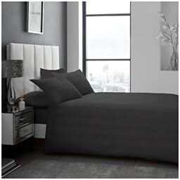 GC GAVENO CAVAILIA Easy Care Soft & Cosy Hove Satin Stripe Fitted Sheet Or Housewife Pillow Case, Luxury Hotel Collection Bedding, Polyester, Charcoal, Double