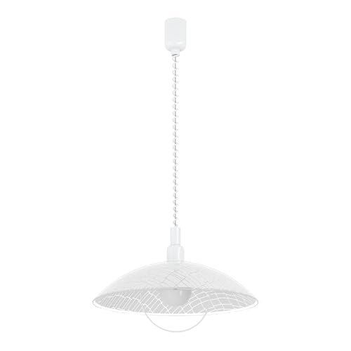 Eglo Alvez Adjustable Pendant Lamp, White Plastic and Clear Glass Ceiling Light with Spiral Cable, Classic Dining Room and Kitchen Hanging Lighting, E27 Socket