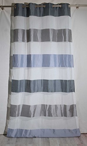 HomeMaison Curtain with Block Stripes, Bayadères Polyester 140 x 260 cm Grey