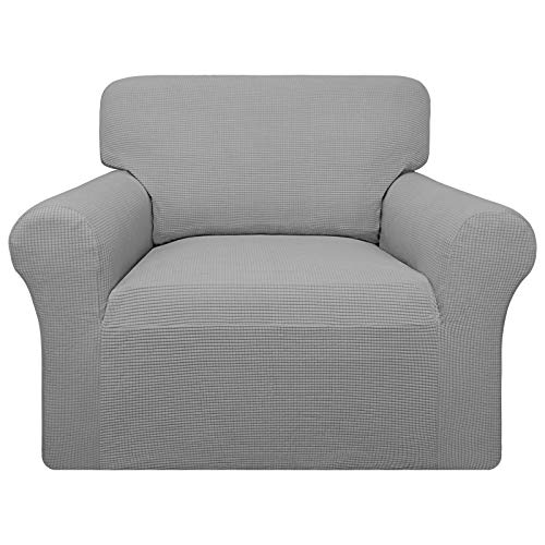 Easy-Going 100% Waterproof Chair Couch Cover,Dual Waterproof Sofa Cover, Stretch Jacquard Sofa Slipcover, Leakproof Furniture Protector for Kids, Pets, Dog and Cat (Chair, Light Gray)
