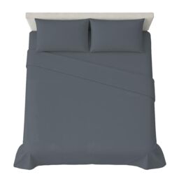 hermet 4-Piece Plain Double Bed Sheet Set, Fitted Sheet, Flat Sheet, 2 Pillowcases 50 x 80 cm, 30 cm Corner, Soft Microfibre, Oekotex Certified, No Iron