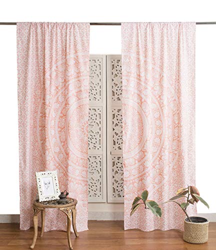 Popular Handicrafts Indian Hippie Bohemian Beautiful Elephant Mandala Curtain Panels Rose Gold