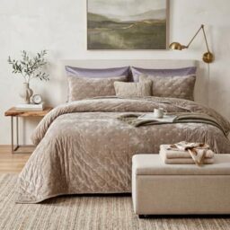 Tache Velvet Dreams Luxurious Velveteen Velour Super Soft Plush Warm Cozy Diamond Tufted Polka Dot Quilted Coverlet Tan Beige Neutral Bedspread Set, King