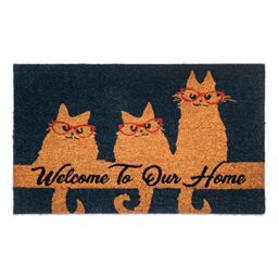 "Notrax Welcome Cats, Vinyl-Backed Natural Coir Doormat, Entry Mat for Indoor or Outdoor Use, 18""x30"", C12 (C12S1830CW)"