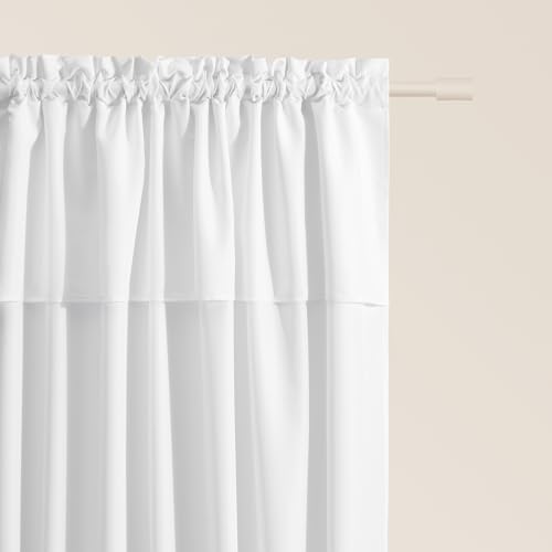 ROOM99 Curtain with Ruffle Tape Mia 140 x 250 cm Width x Height Sliding Curtains Modern Curtain Living Room Bedroom White 1 Piece