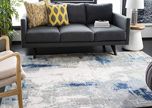 Safavieh Abstract Rug for Living Room, Dining Room, Bedroom - Jasper Collection, Short Pile, in Grey and Gold, 200 x 300 cm