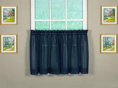 "Today's Curtain Emelia Original Voile Tier Pair 24"", Navy, 60"" W x 24"" L"