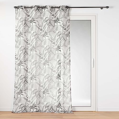 Douceur d'Intérieur, Cabana Net Curtain with Eyelets (140 x 280 cm) Natural Sandblasted Printed Voile