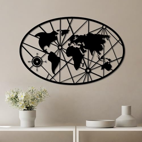 Stylish Black Decorative Metal Wall Accessory, 60 x 92 cm, 100% Metal (1.5 mm Thick), Lightweight (0.87 kg), Perfect for Modern Home Decor