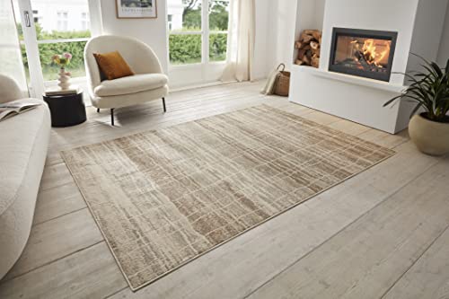 HANSE Home Jord Designer Rug, Flat Weave Vintage Style, Abstract, Modern Geometric Pattern, Oeko-Tex Living Room Rug for Dining Room, Children's Room, Teenager's Room, Hallway, Cream, 120 x 170 cm