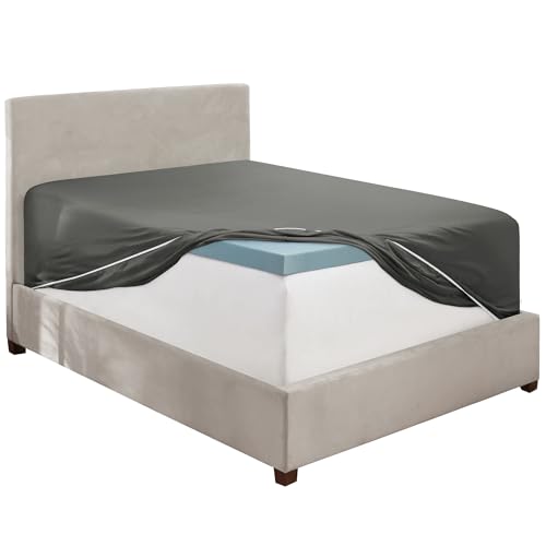Hearth & Harbor Grey California King Fitted Sheet, Extra Deep Pocket Cal King Fitted Sheet Only, 1800 Microfiber Fitted Bed Sheet, Ultra Soft Fitted Sheet California King Fits up to 24 Inch Mattress