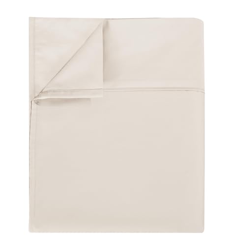 Shunjie.Home Flat Sheet Only Cal King Size, 400 TC 100% Egyptian Cotton Flat Sheet - Wrinkle, Fade, Stain Resistant (Beige, Cal King)