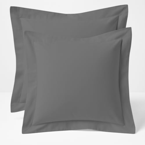 Cotton Metrics 100% Organic Cotton European Pillow Shams Set of 2, Grey, 28x28