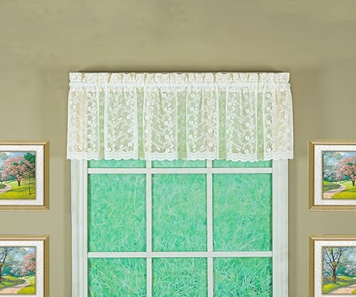 "Today's Curtain, Priscilla Lace Bridal Valance, Ivory, 60"" W x 12"" L"