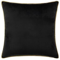 furn. Meridian Velvet Cushion Cover with Feather Rich Filled Inner Pad – Luxury Piped Design (Black/Gold, 55 x 55 cm)