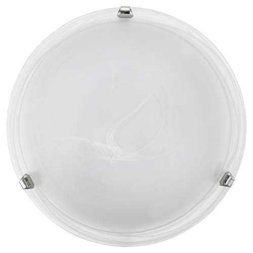 Eglo Ceiling lamp Salome, Classic Light Fixture, Flush-Mount Lighting for Kitchen, Living Room and Hallway, White Alabaster Glass, E27 Socket, Ø 30 cm