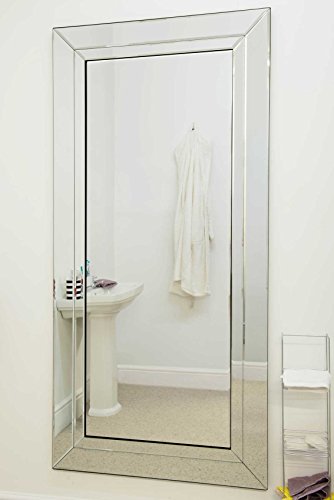 Large Modern Venetian Glass Double Edged Wall Mirror 5Ft9 X 2Ft9 (174cm X 85cm)