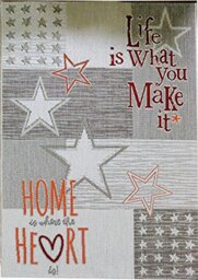 "ASPECT ""Home/Heart Letters Nostalgic Collection with Stars Flat Weave Indoor/Outdoor Rug, Polypropylene, Light Grey, 160 x 230 cm"