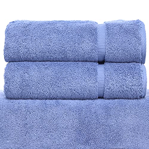 Luxury Hotel & Spa Collection Highly Absorbent, Quick Dry 100% Turkish Cotton 700 GSM, Eco Friendly Towel, for Bathroom Dobby Border Soft Bath Towel Set 27 X 54 (Wedgewood, Bath Towels - Set of 2)