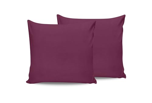 Premium Purple Pillowcase Set (2 Pieces), 80 x 80 cm, 100% Cotton Ranforce, 155 Thread Count, Envelope Closure, Machine Washable at 30°C, Soft and Durable