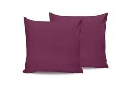 Premium Purple Pillowcase Set (2 Pieces), 80 x 80 cm, 100% Cotton Ranforce, 155 Thread Count, Envelope Closure, Machine Washable at 30°C, Soft and Durable